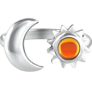 Sun and Moon Ring Sterling Silver Crystal Jewelry